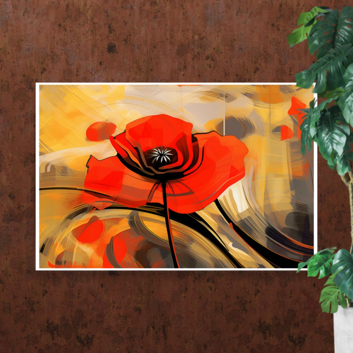 Tableau Abstrait Coquelicot