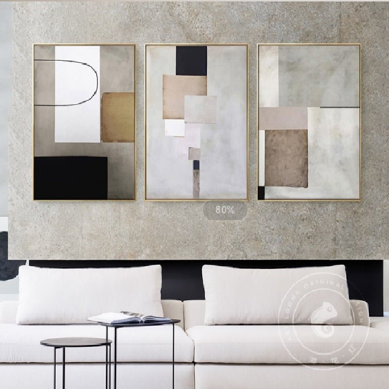 Tableau Abstrait Gris Beige