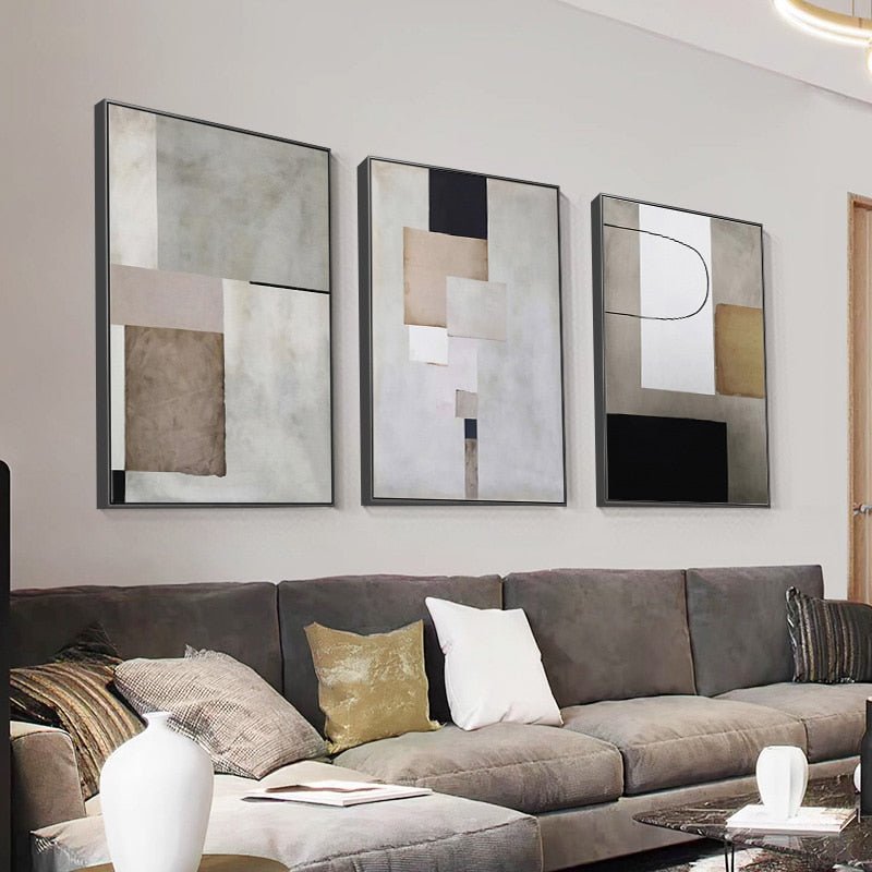 Tableau Abstrait Gris Beige