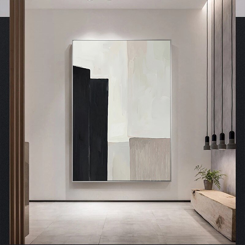 Tableau Abstrait Gris et Blanc