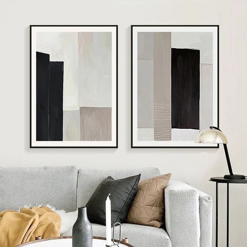 Tableau Abstrait Gris et Blanc