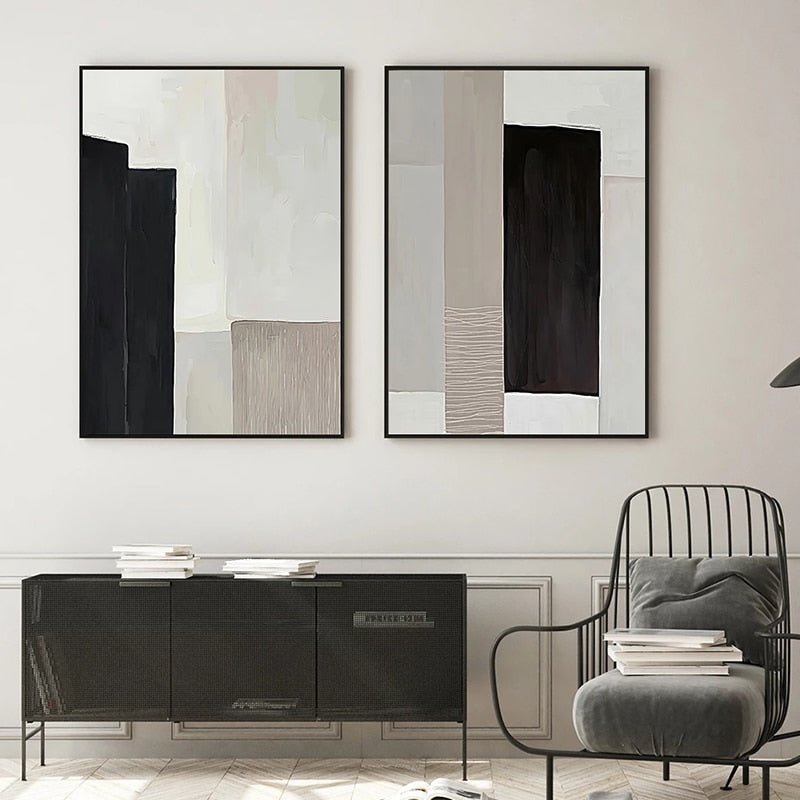 Tableau Abstrait Gris et Blanc