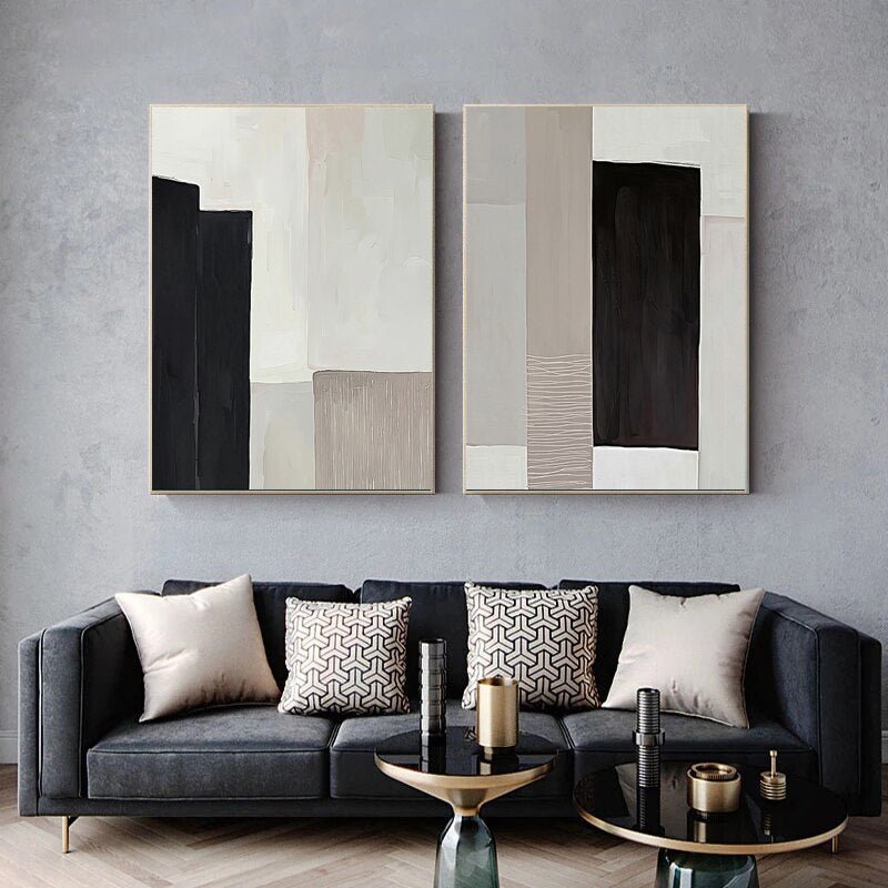 Tableau Abstrait Gris et Blanc