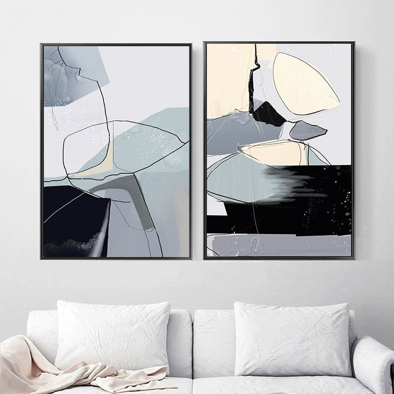 Tableau Abstrait Moderne Gris