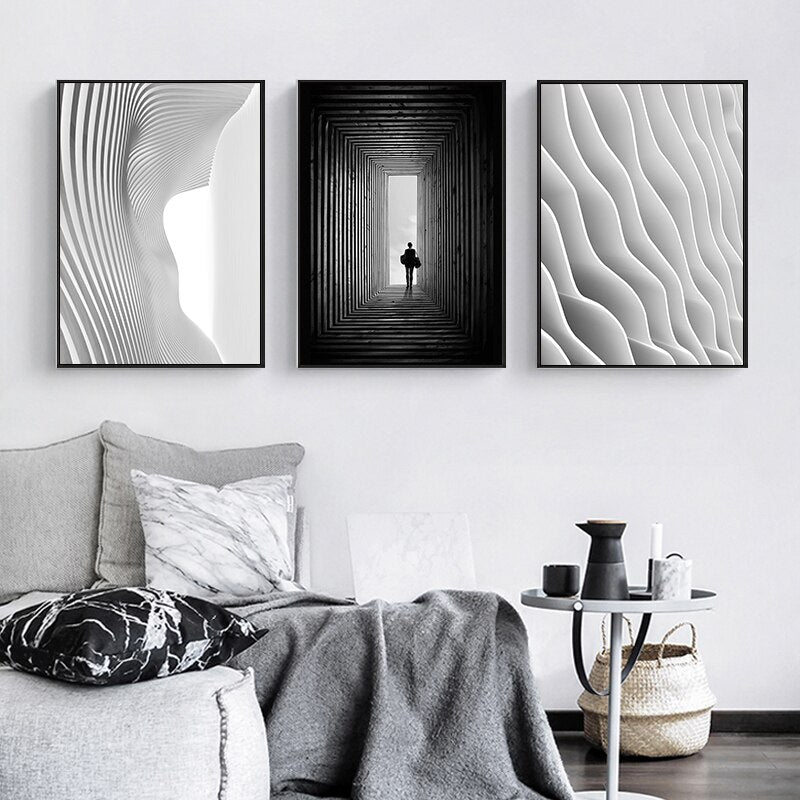 Tableau Abstrait Noir et Blanc