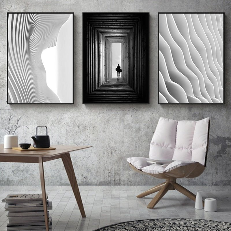 Tableau Abstrait Noir et Blanc