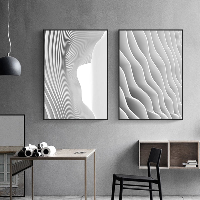 Tableau Abstrait Noir et Blanc