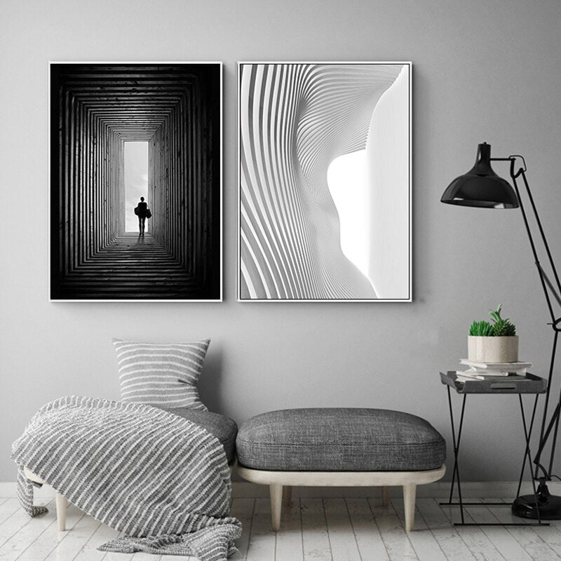 Tableau Abstrait Noir et Blanc
