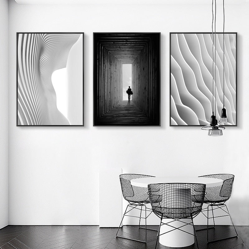 Tableau Abstrait Noir et Blanc