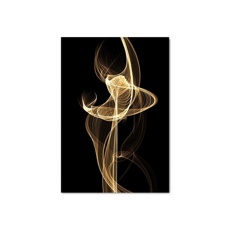 Tableau Abstrait Noir et Or