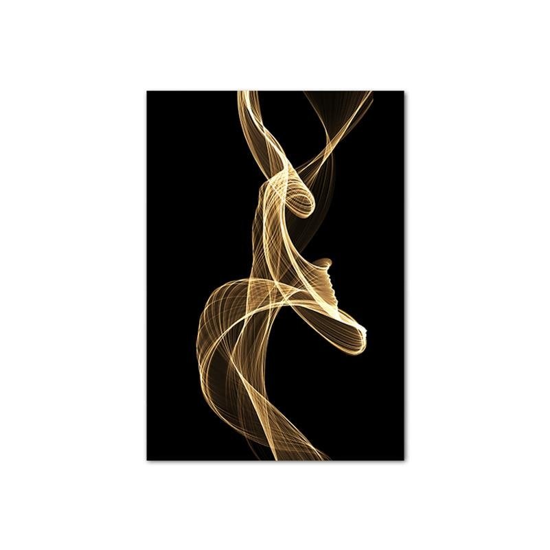 Tableau Abstrait Noir et Or