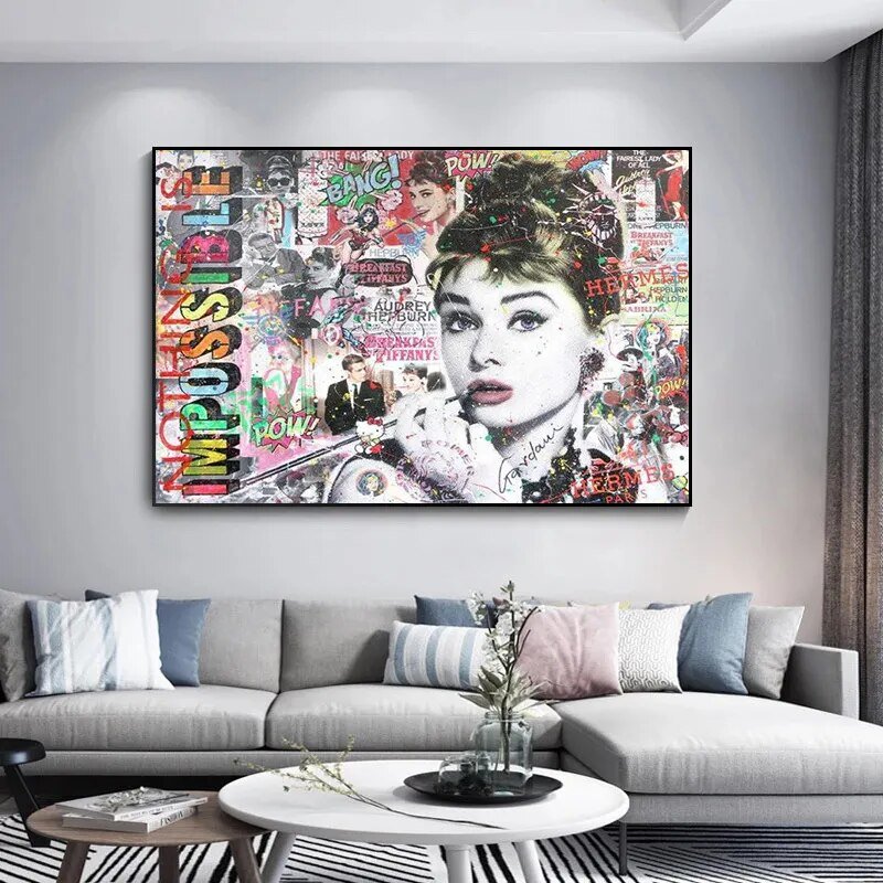 Tableau Audrey Hepburn Style Graffiti