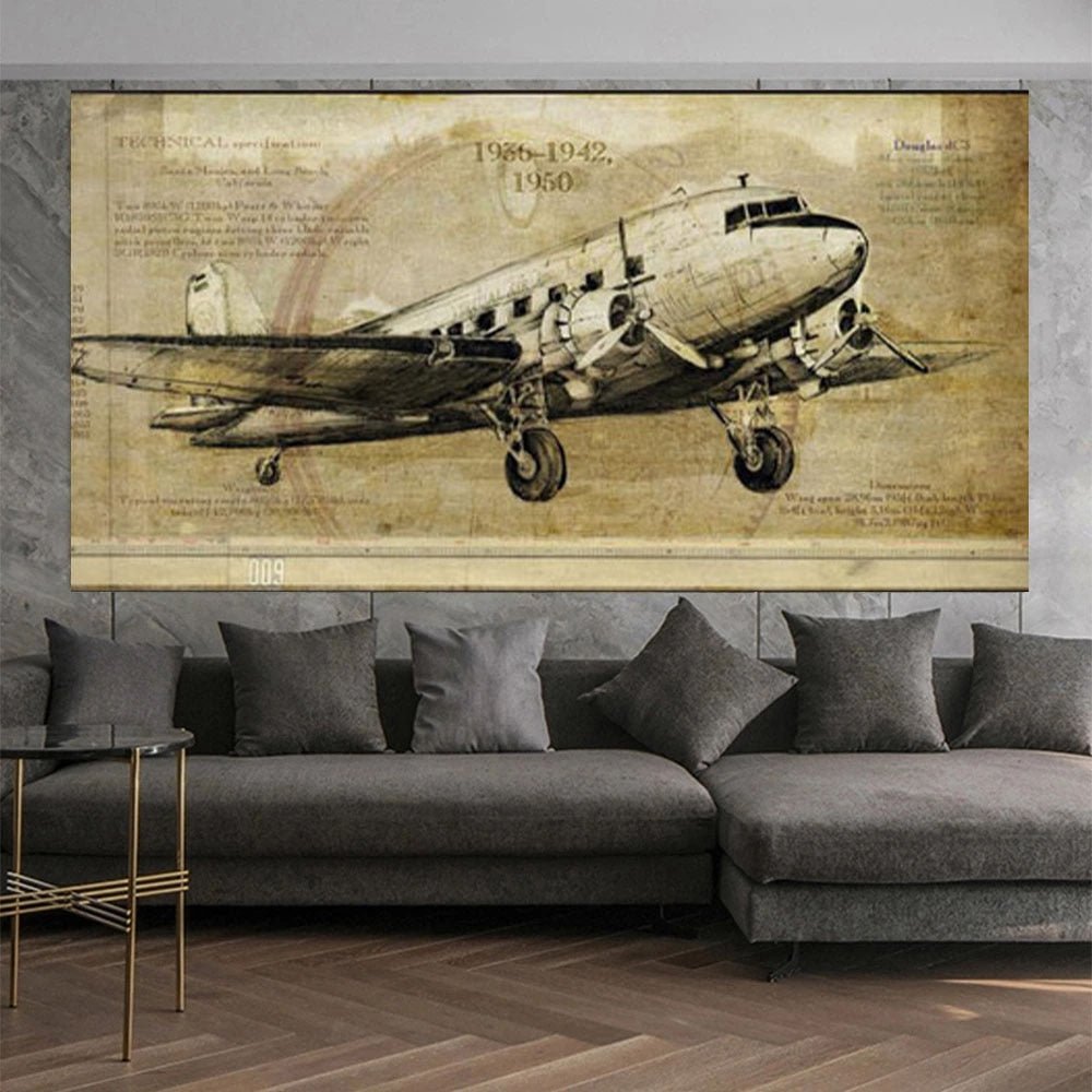 Tableau Avion Vintage