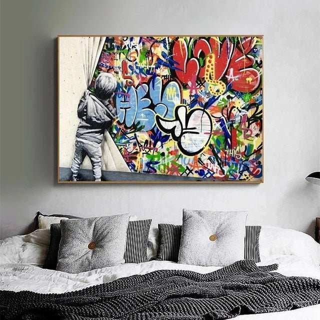 Tableau Banksy Art "Rideau"