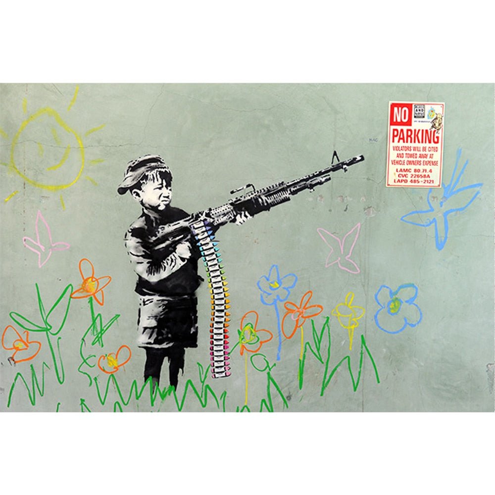 Tableau Banksy Enfant et Arme