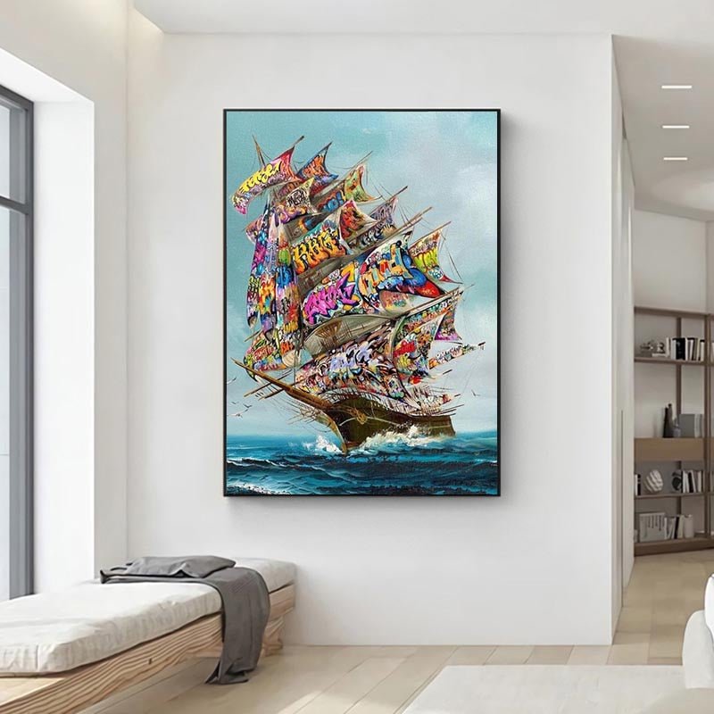 Tableau Bateau à Voile Graffiti