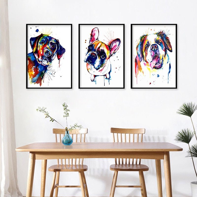 Tableau bouledogue pop art