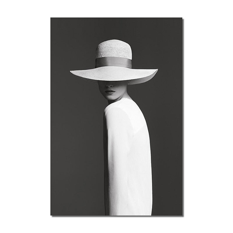 Tableau Chapeau en Noir et Blanc