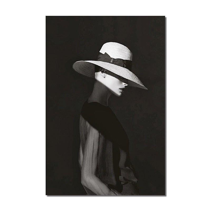 Tableau Chapeau en Noir et Blanc