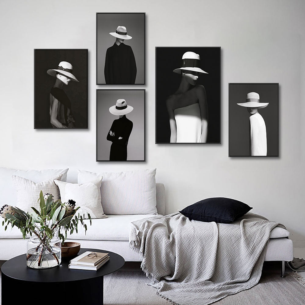 Tableau Chapeau en Noir et Blanc