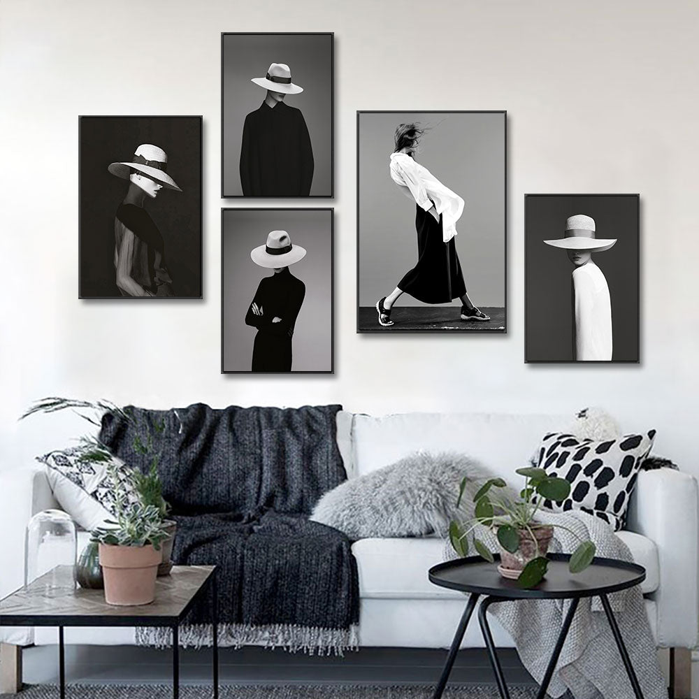 Tableau Chapeau en Noir et Blanc
