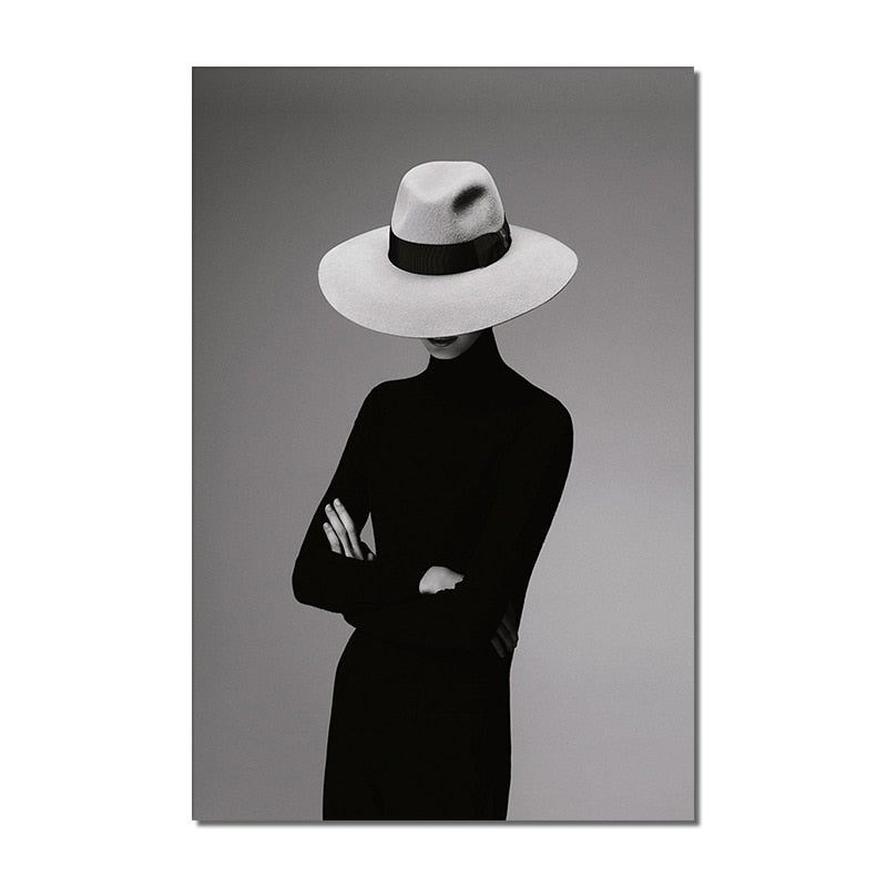 Tableau Chapeau en Noir et Blanc