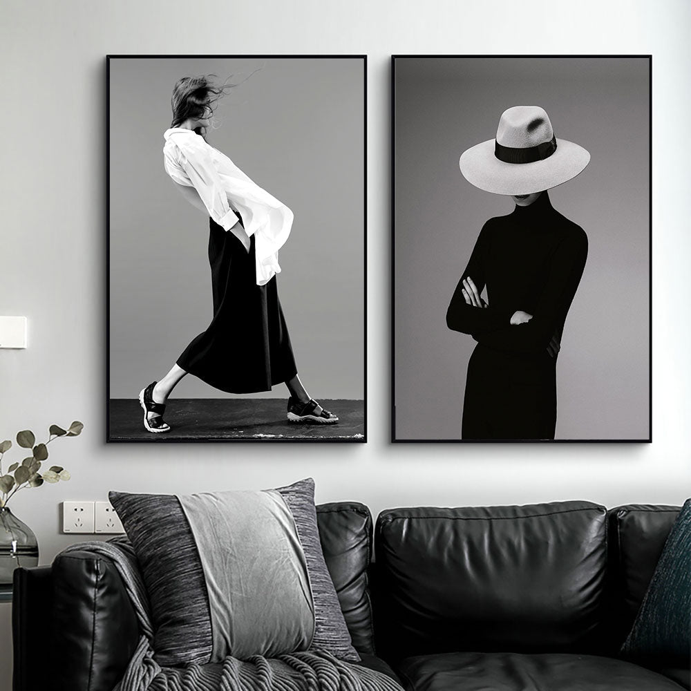 Tableau Chapeau en Noir et Blanc