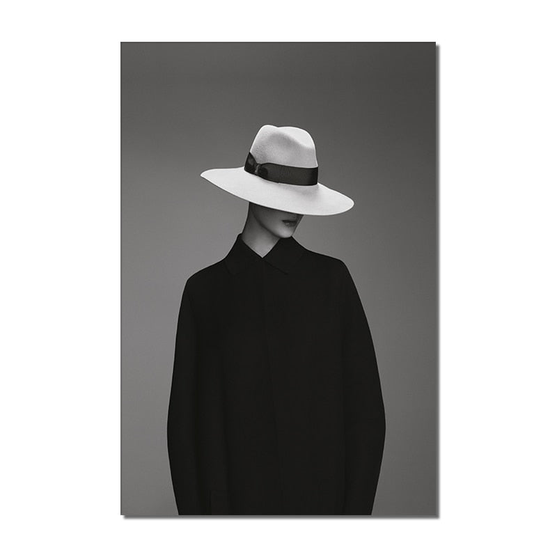 Tableau Chapeau en Noir et Blanc