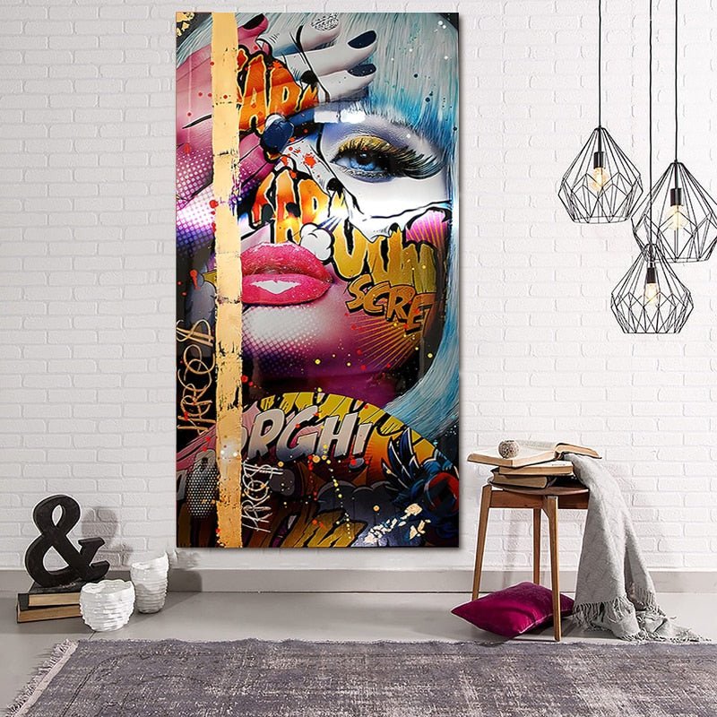 Tableau Femme Style Comics Graffiti