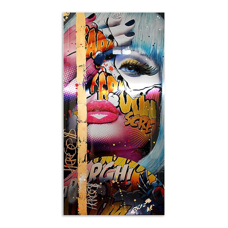 Tableau Femme Style Comics Graffiti