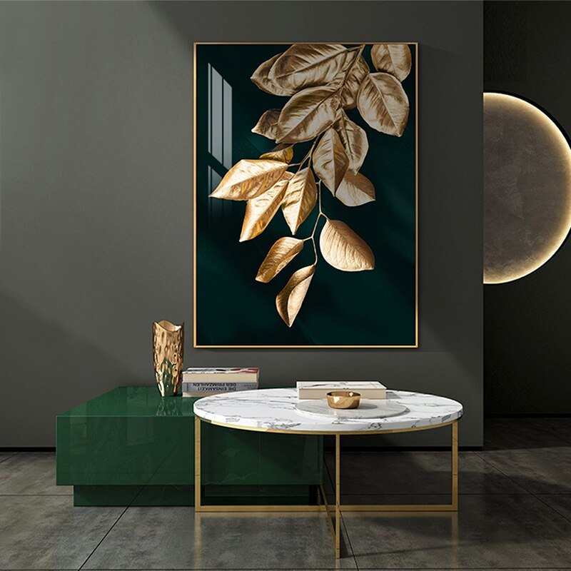 Tableau Feuille d'Or Abstrait