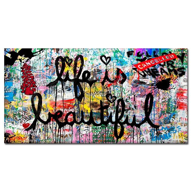Tableau Graffiti Street "Life is Beautiful"