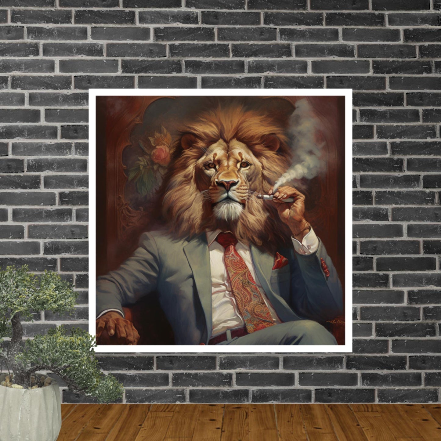 Tableau Lion avec Cigare