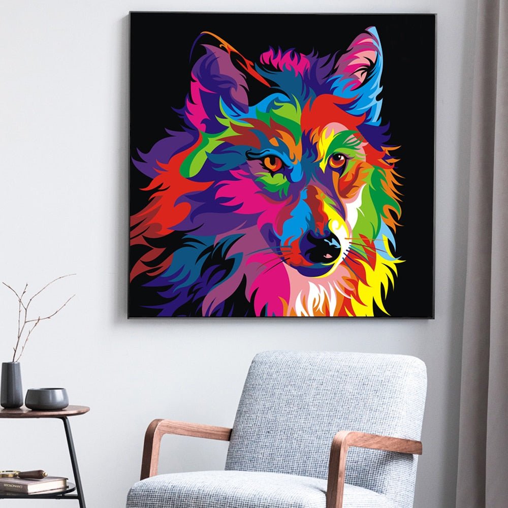Tableau Loup Multicolore