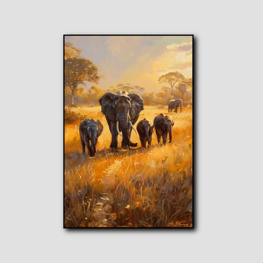 Tableau Éléphants dans la Savane