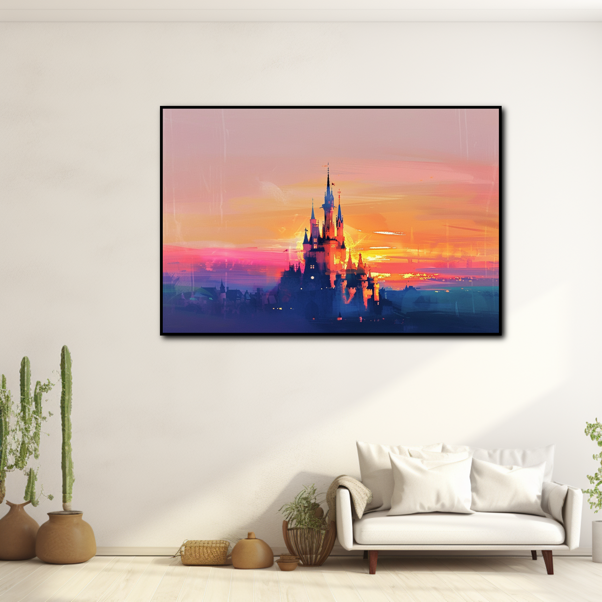 Tableau Château Disney Coucher de Soleil