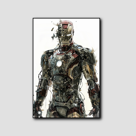 Tableau déco Iron Man Marvel peinture écorchée