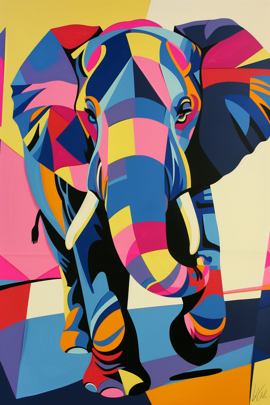 Tableau Éléphant Pop Art