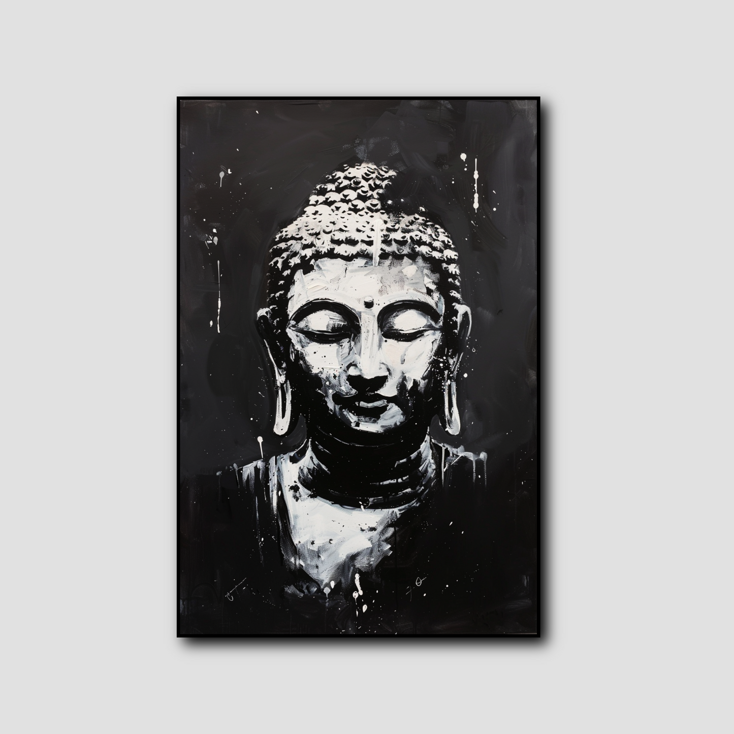 Tableau Bouddha Noir et Blanc