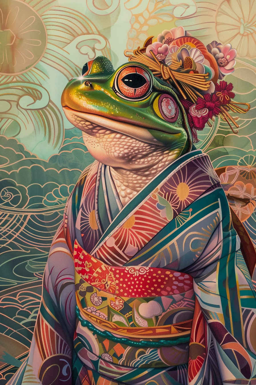 Tableau Grenouille Geisha