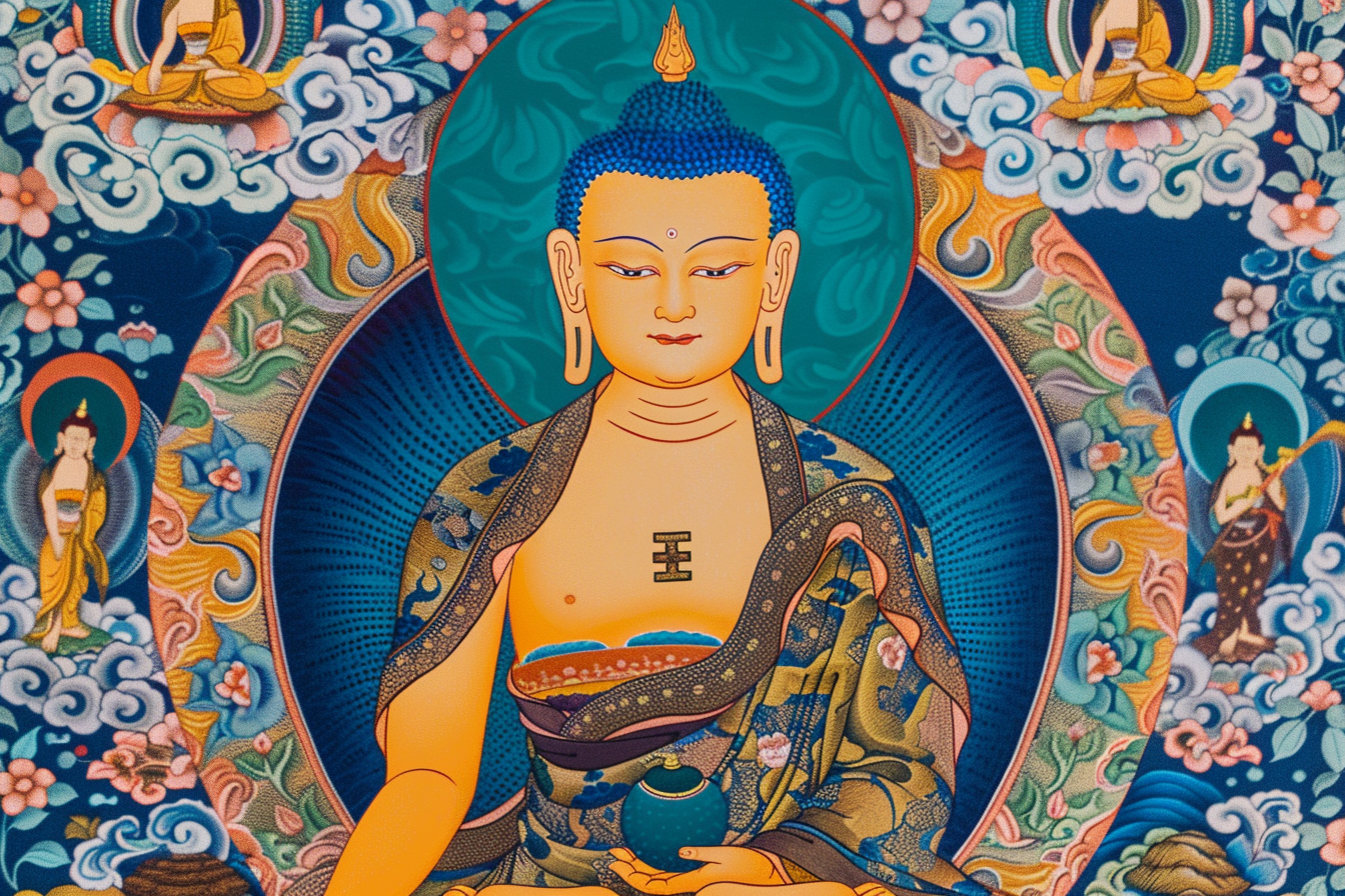 Peinture Tibétaine Bouddha Shakyamuni