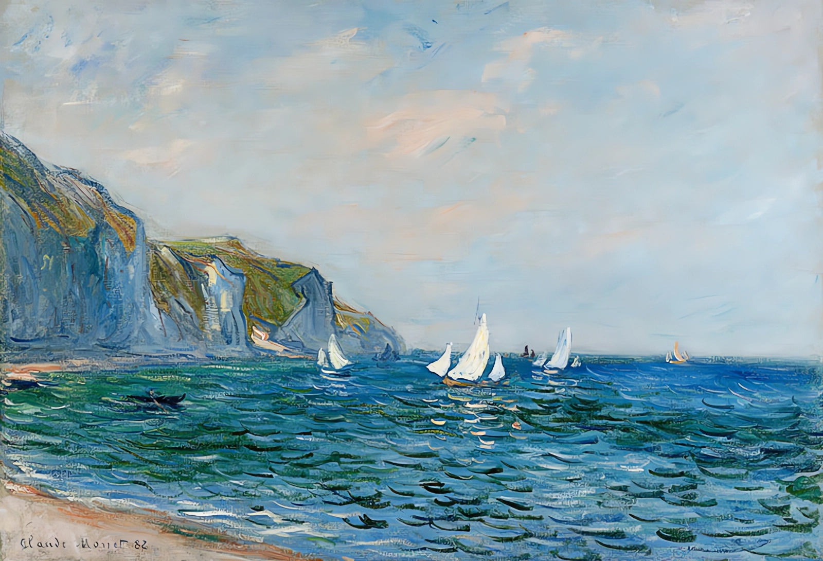 Falaises et Voiliers à Pourville - Claude Monet