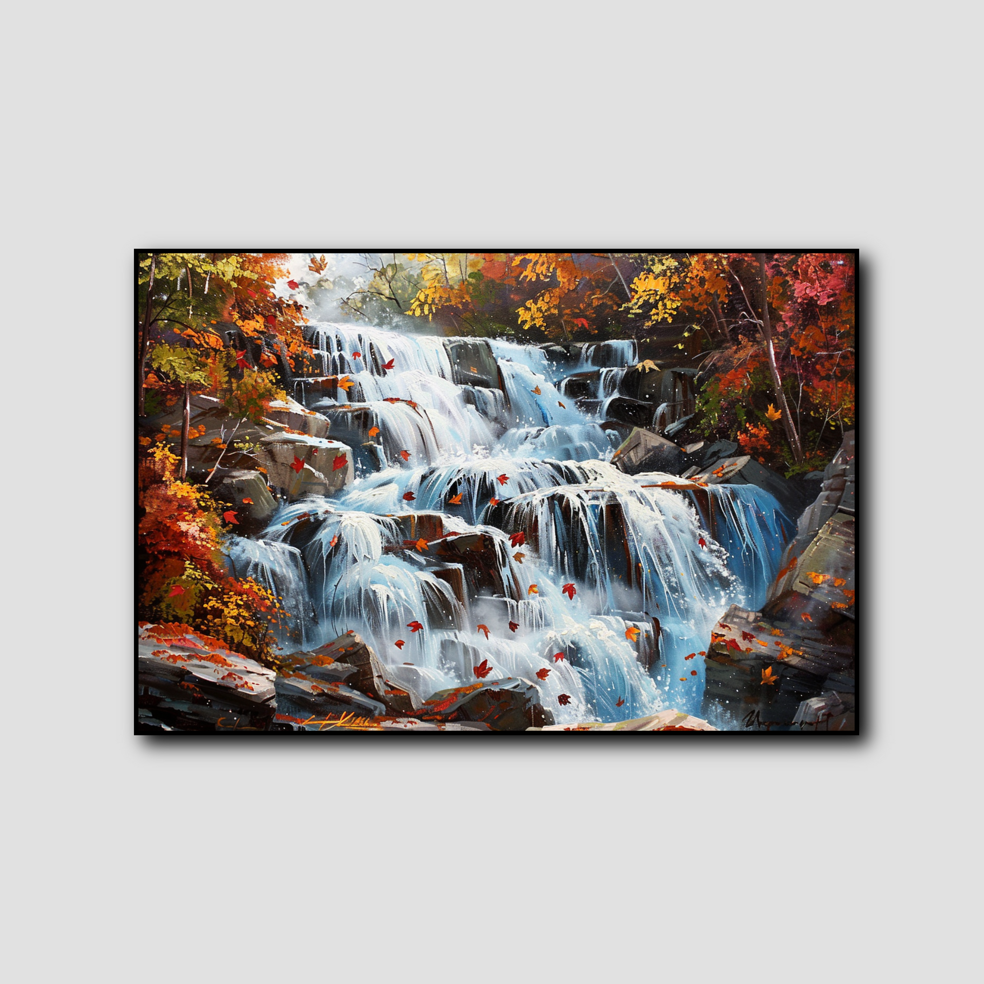 Tableau Cascade en Automne