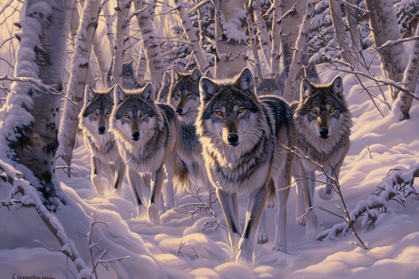 Tableau Meute de loups