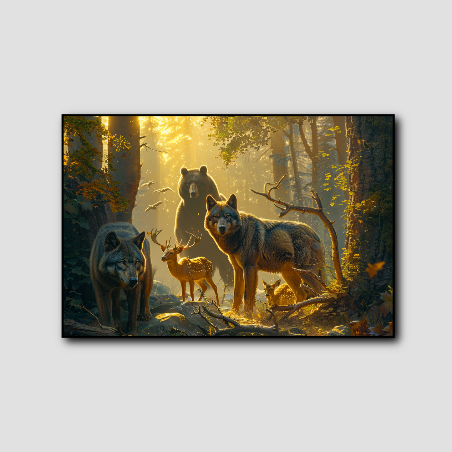 Tableau Loup Ours Cerf