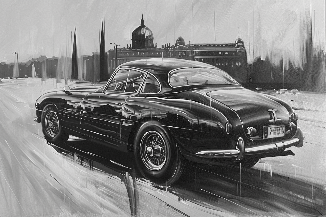 Tableau Voiture Vintage Noir et Blanc