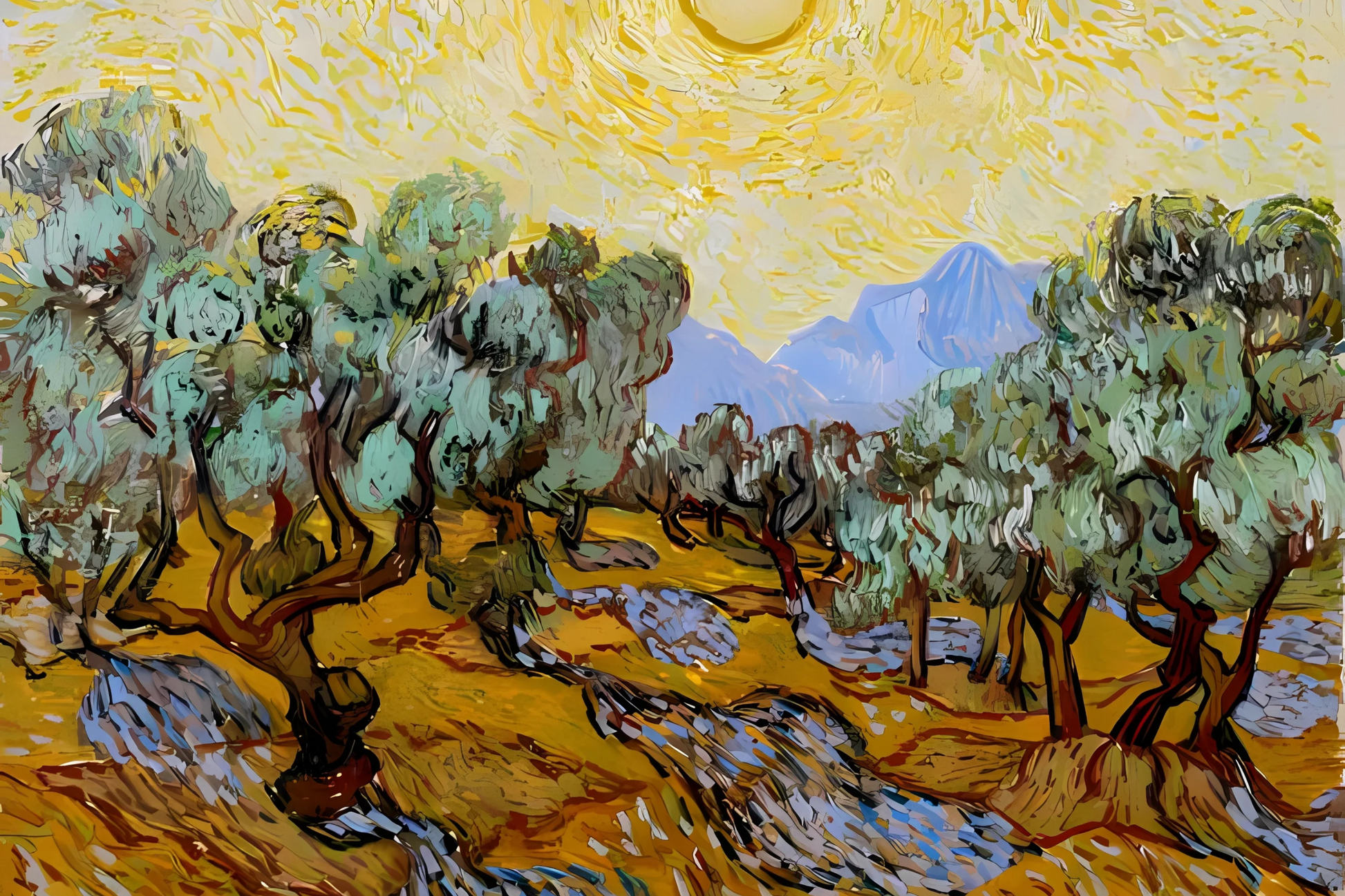 Oliviers sous le soleil - Vincent Van Gogh