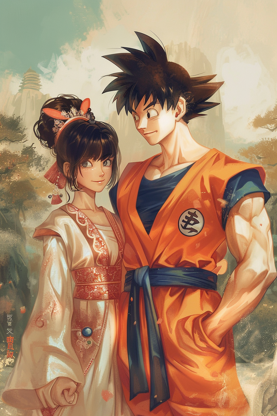 Tableau Dragon Ball Goku et Chichi