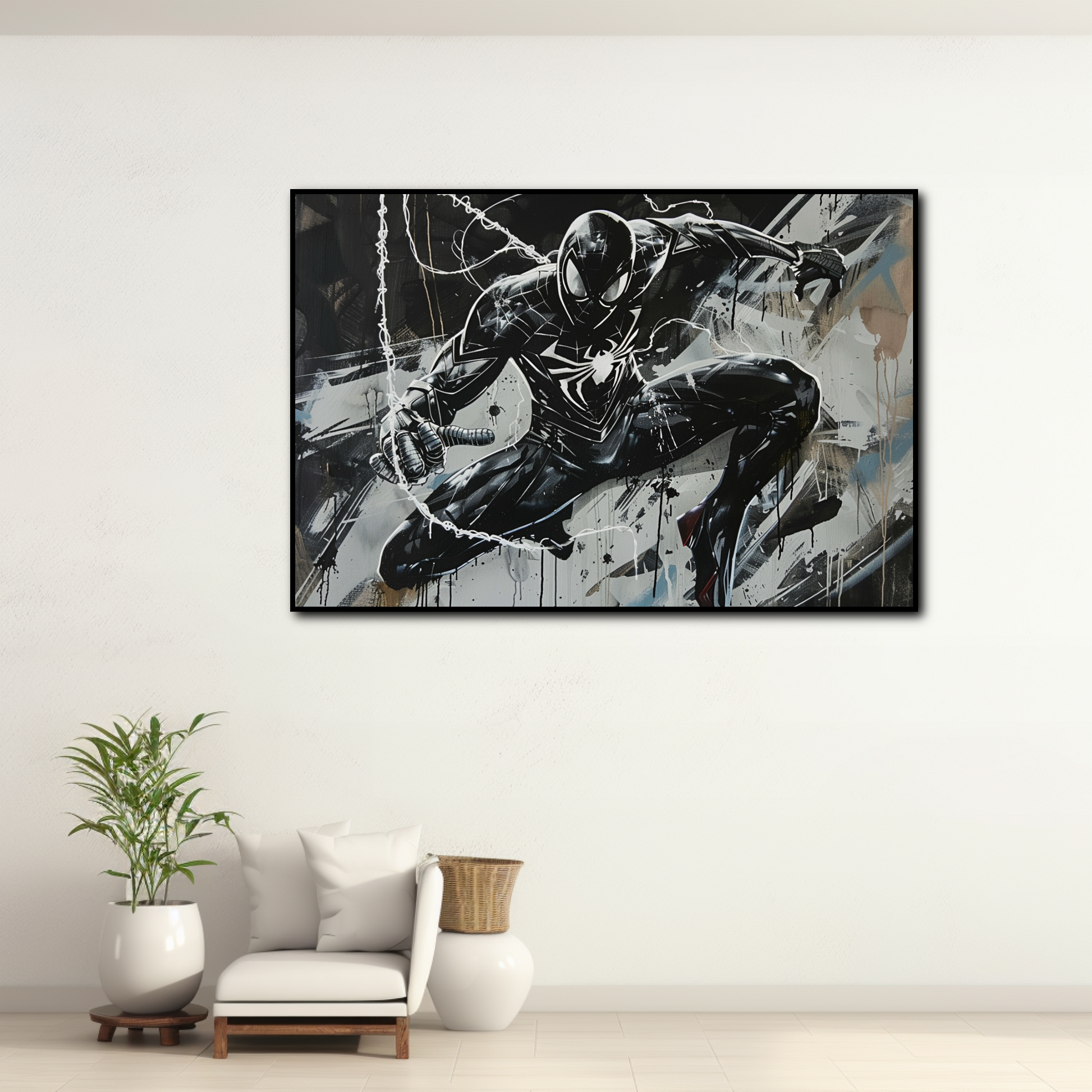 Tableau déco Spiderman Black Street Art