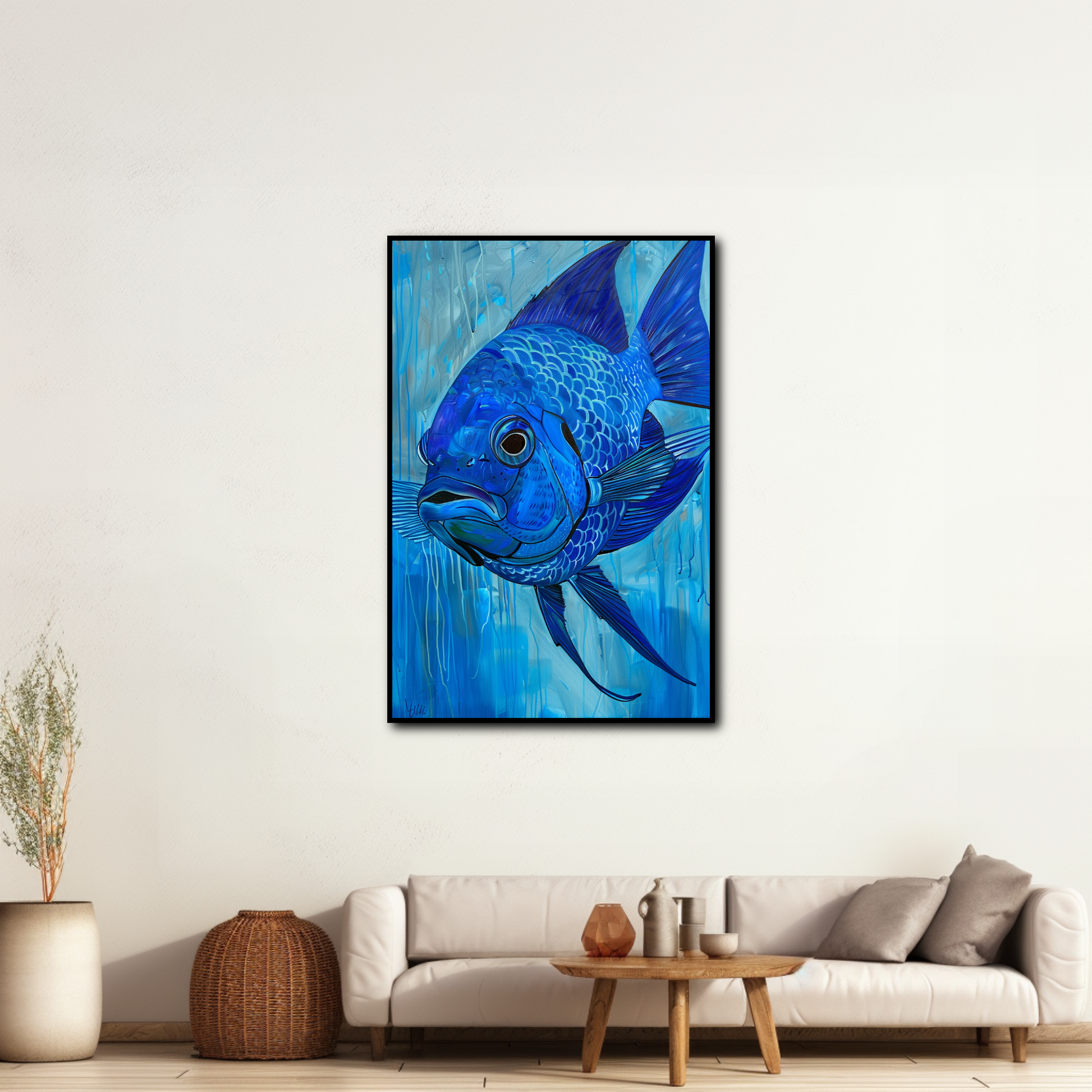 Tableau Poisson Contemporain Bleu